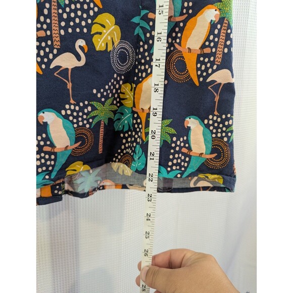 Retrolicious Tropical Bird Button-up Top XL Retro Tiki Pin-up Orange Navy (K03) - Picture 7 of 7